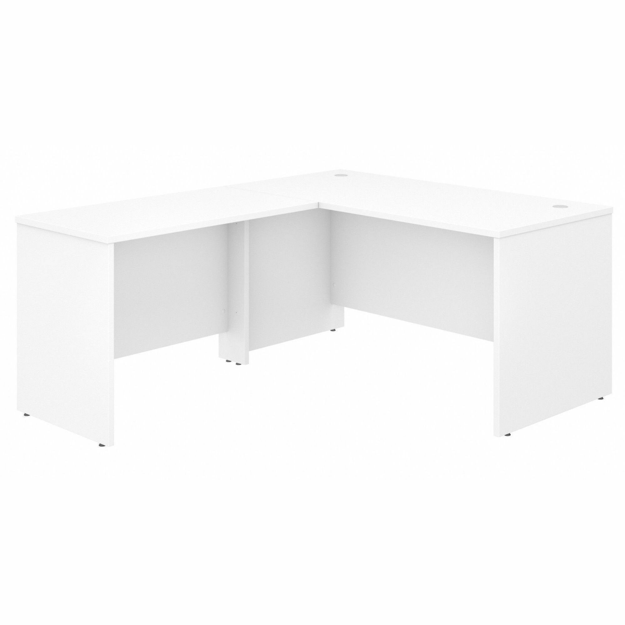 Bush Business Furniture Studio C White Laminate Desking - x 60" Width x 30" Depth Desk, x 42" Width x 24" Depth Return - Finish: White, Thermofused Laminate (TFL) - 1 Each