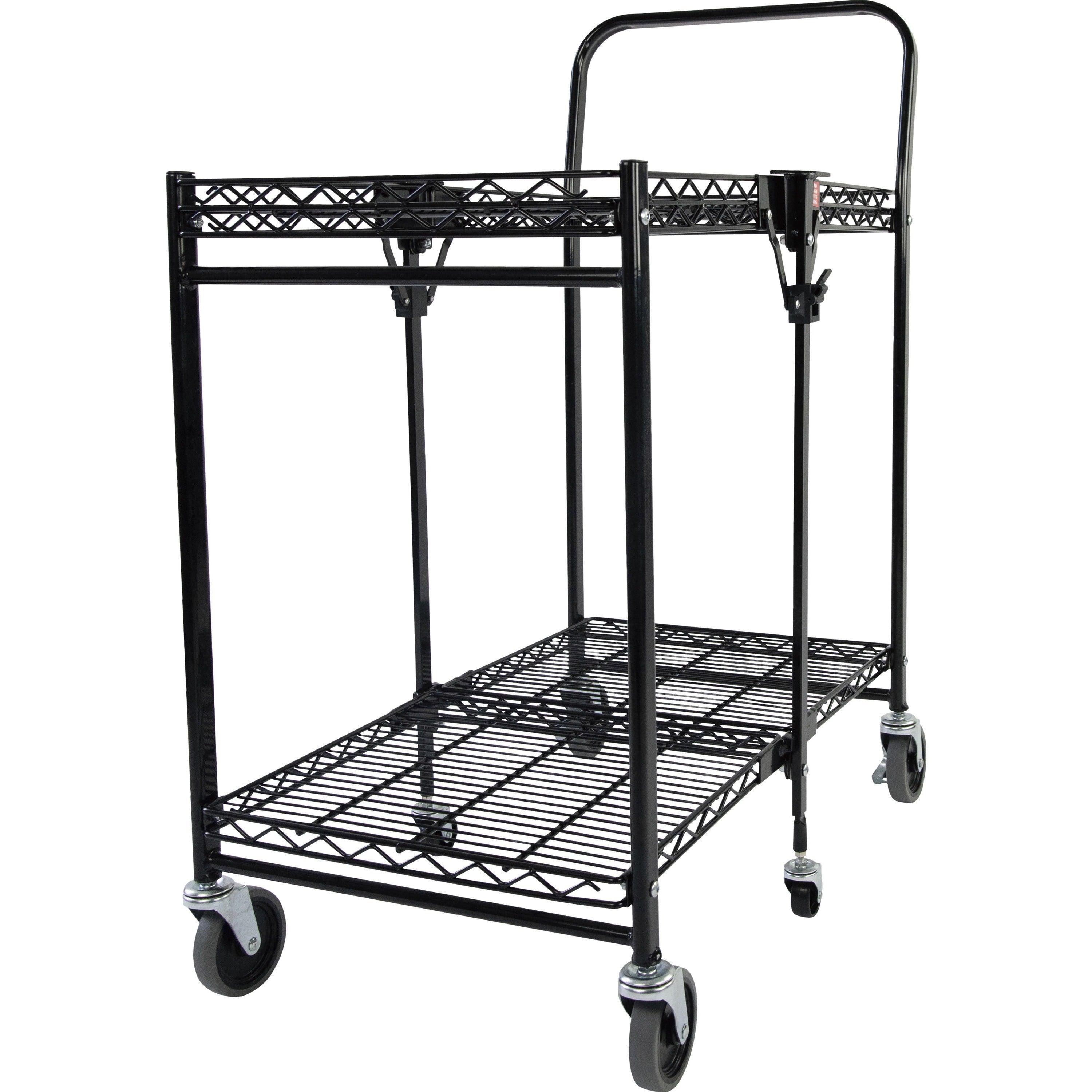 Bostitch Stowaway Folding Utility Cart - 2 Shelf - 400 lb Load Capacity - 6 Casters - Steel Frame - Black - 1 Each