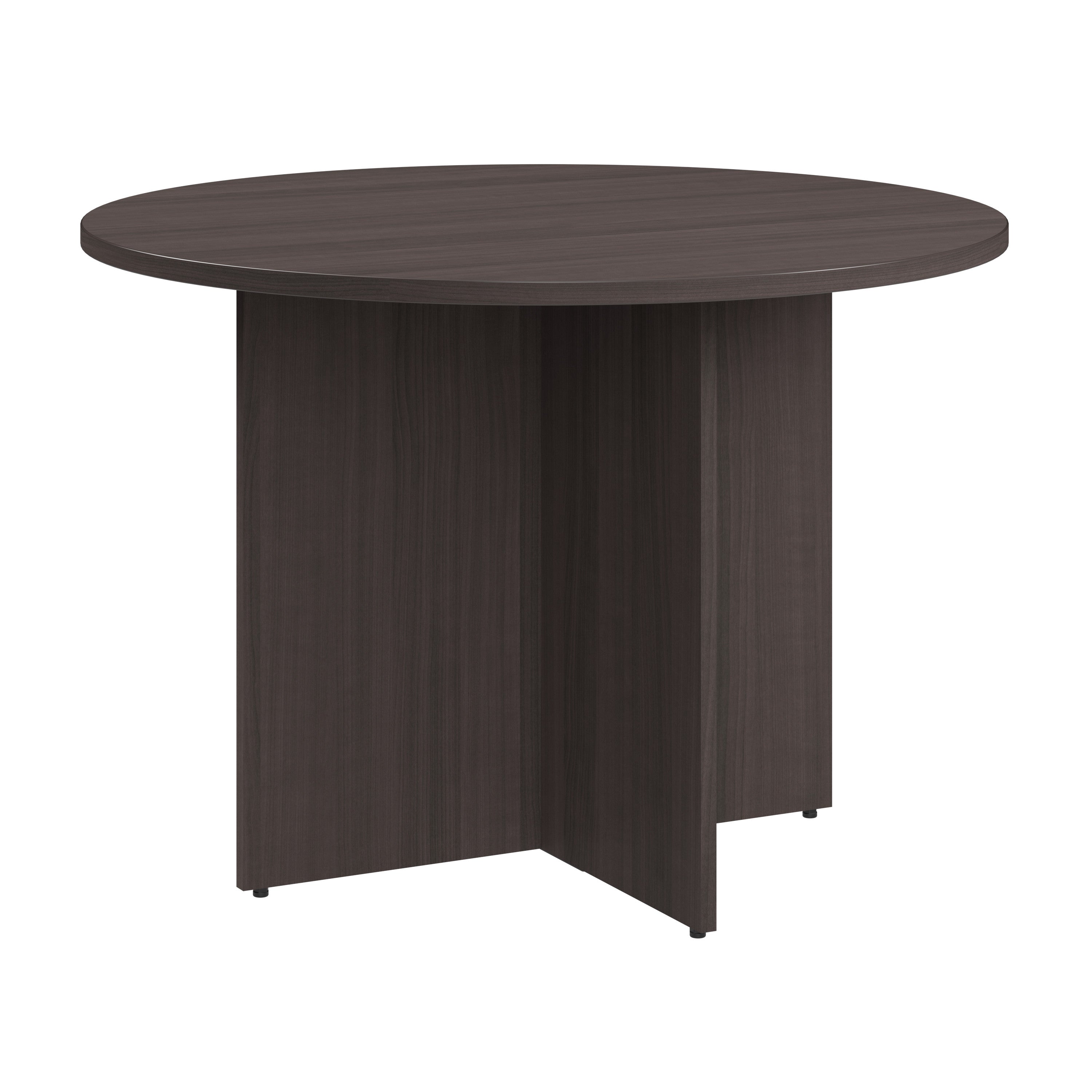Bush Business Furniture 42-inch Round Conference Table with Wood Base in Storm Gray - 41.38" Width x 41.38" Depth x 28.65" Height