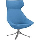 9 to 5 Seating Jax High-back Lounge Chair with Swivel Base, Blue Fabric, Four-legged Polished Aluminum Base, High Back, Wing Style, 1 Each