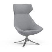 9 to 5 Seating Jax High-back Lounge Chair, Dove Fabric, Swivel Four-legged Polished Aluminum Base, High Wing-back, 1 Each