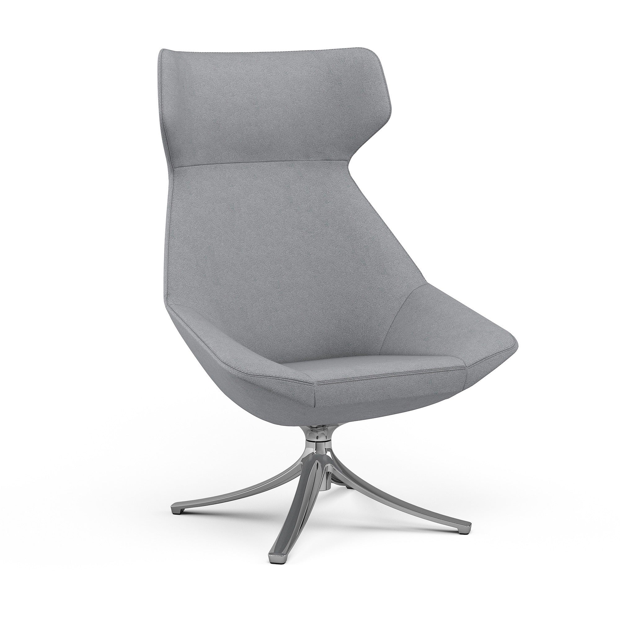 9 to 5 Seating Jax High-back Lounge Chair, Dove Fabric, Swivel Four-legged Polished Aluminum Base, High Wing-back, 1 Each
