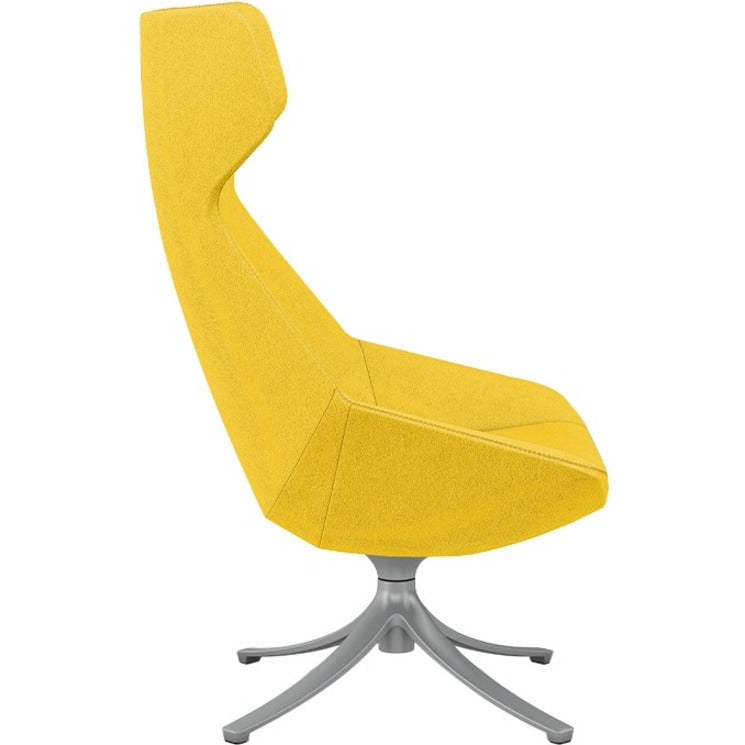 9 to 5 Seating Jax High-back Lounge Chair with Swivel Base, Dove Fabric, High Back, Four-legged Silver Base, 1 Each