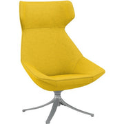 9 to 5 Seating Jax High-back Lounge Chair, Swivel Base, Latte Fabric, Four-legged Silver Base, High Back, Wing Style, 1 Each