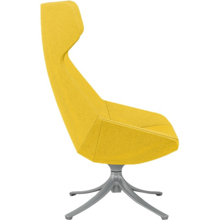 9 to 5 Seating Jax High-back Lounge Chair, Swivel Base, Latte Fabric, Four-legged Silver Base, High Back, Wing Style, 1 Each