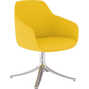 9 to 5 Seating Lilly Swivel Base Fabric Lounge Chair, Cloud Color, Upholstered Fabric and Foam, Polished Aluminum Base, Curved Arms, 1 Each