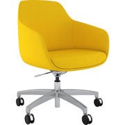 9 to 5 Seating Lilly 5-star Base Fabric Lounge Chair, Cloud Color, Upholstered Fabric and Foam, Polished Aluminum Base, Adjustable Height, 1 Each