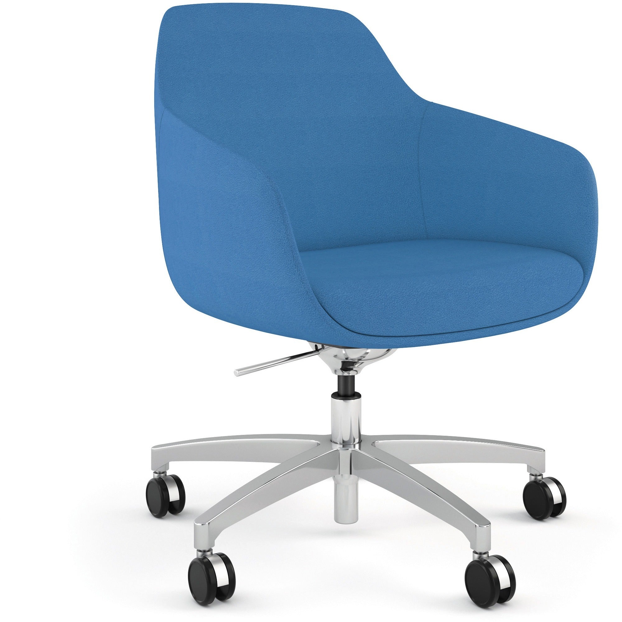 9 to 5 Seating Jax Lounge 5-Star Base Side Chair, Blue Fabric, Low Back, Silver 5-Star Base, 1 Each