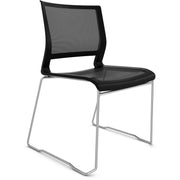 9 to 5 Seating Kip Stack Chair, Black Mesh Seat and Back, Chrome Sled Base, Stackable, 1 Each
