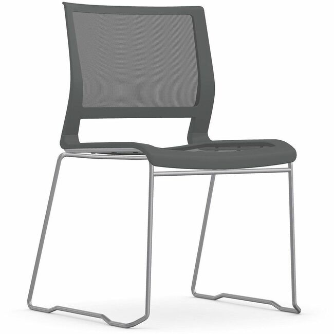 9 to 5 Seating Kip Stack Chair, Gray Mesh Seat and Back, Chrome Sled Base, Stackable, 1 Each