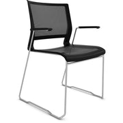9 to 5 Seating Kip Stack Chair, Black Mesh Seat and Back, Chrome Sled Base, Stackable, 1 Each
