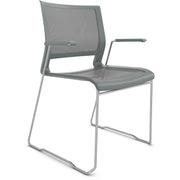 9 to 5 Seating Kip Stack Chair, Gray Mesh Seat, Chrome Sled Base, Stackable, 1 Each