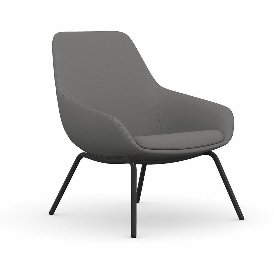 9 to 5 Seating Lilly Lounge Chair, 4-Leg, Cloud Fabric/Foam Seat & Back, Curved Arms, Metal Base, Black, 1 Each