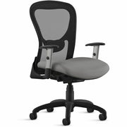 9 to 5 Seating Strata Task Chair, Silver Fabric Seat, Molded Foam, Black Mesh Mid Back, Aluminum Frame, 5-Star Base, Adjustable Arms, 1 Each