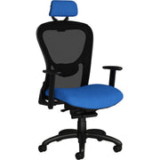 9 to 5 Seating Strata Task Chair, Black Fabric Seat, Molded Foam, Black Mesh Mid Back, Aluminum Frame, 5-Star Base, Adjustable Arms, Headrest, 1 Each