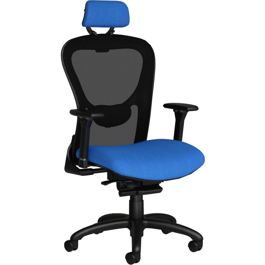 9 to 5 Seating Strata Task Chair, Silver Fabric Seat, Black Mesh Mid Back, Aluminum Frame, 5-Star Base, Adjustable Arms, 1 Each