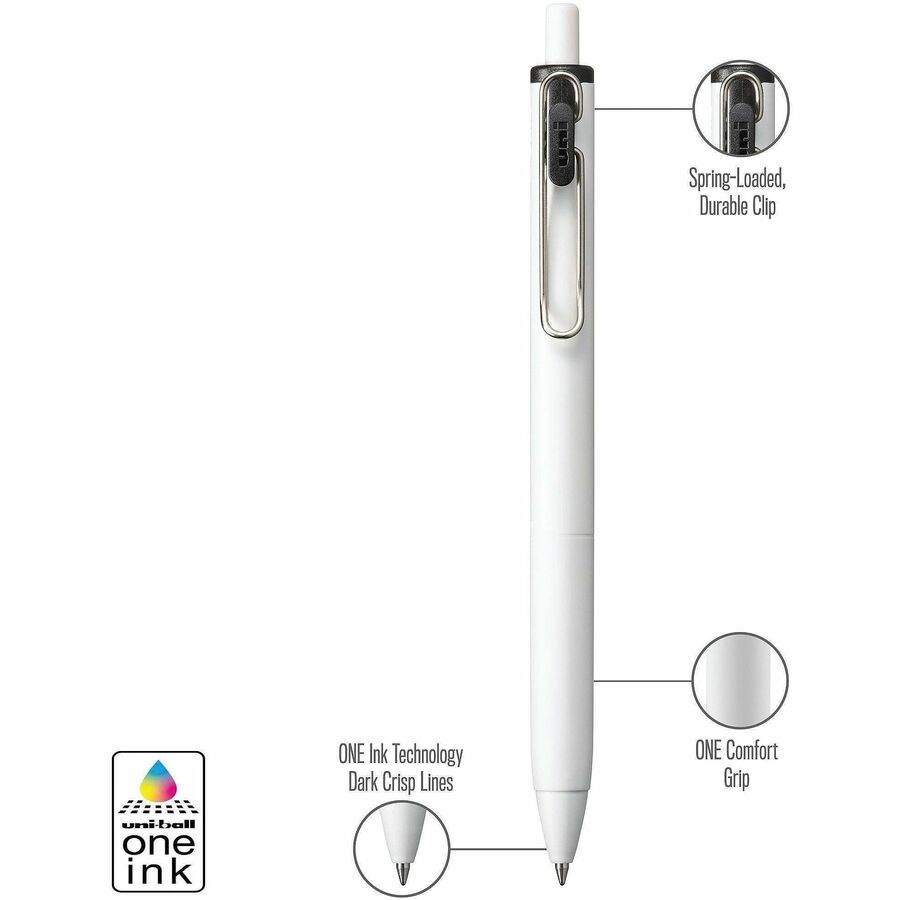uniball™ ONE Gel Pen - 0.7 mm Medium Pen Point - Black Ink - Gel-based - 1 Dozen