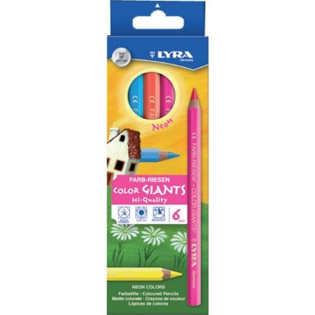 Lyra Color Giant Pencils - 6.3 mm Assorted Neon Lead - 6 / Pack