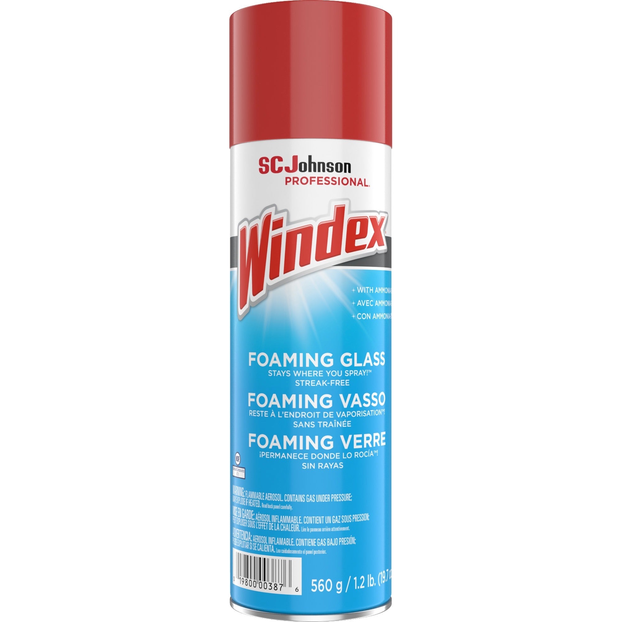 Windex&reg; Foaming Glass Cleaner - For Multipurpose - Aerosol - 19.7 fl oz (0.6 quart) - Recommended For: Dirt Remover, Grime Remover - Streak-free, Versatile, Drip-free - White - 1 Each