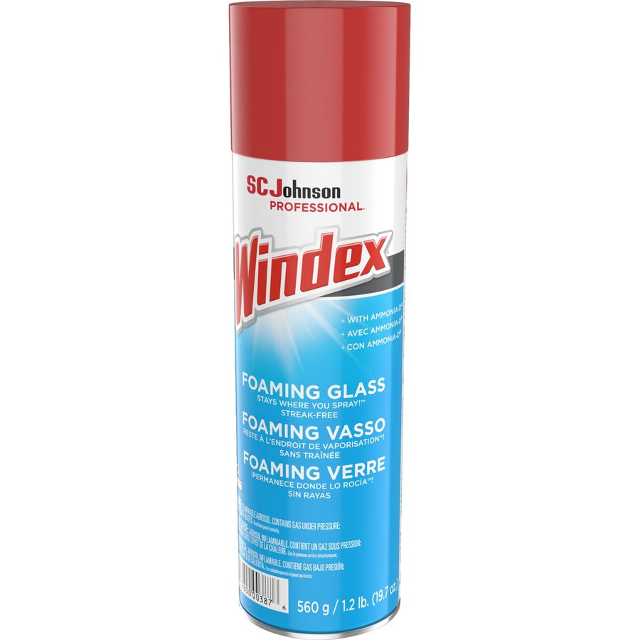 Windex&reg; Foaming Glass Cleaner - For Multipurpose - Aerosol - 19.7 fl oz (0.6 quart) - Recommended For: Dirt Remover, Grime Remover - Streak-free, Versatile, Drip-free - White - 1 Each