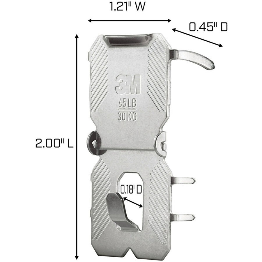 3M CLAW Drywall Picture Hanger - 65 lb (29.48 kg) Capacity - 1.2" Width x 2" Length - for Pictures, Project, Mirror, Frame, Home, Decoration - Steel - Gray - 2 / Pack