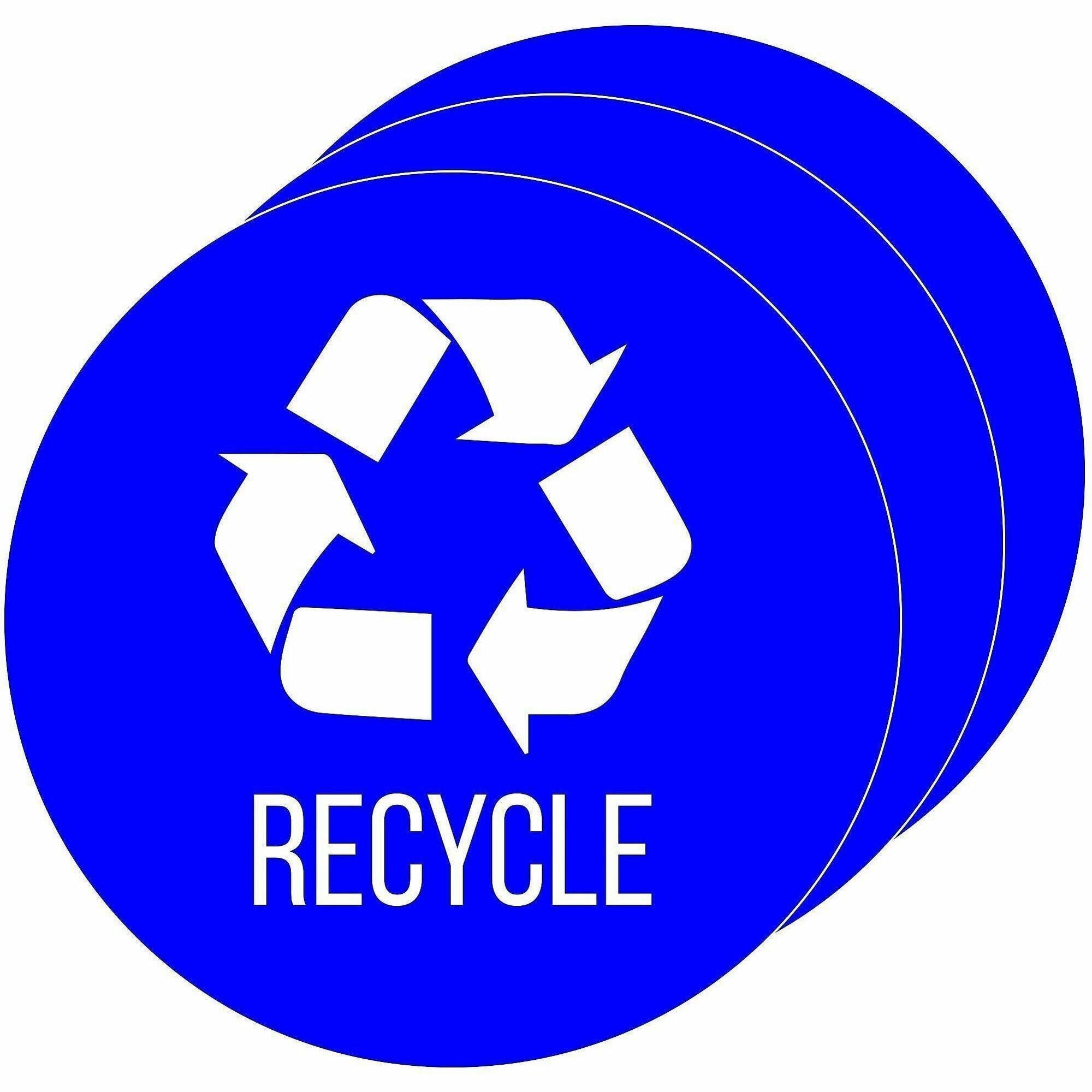 HLS Commercial Refuse Bin Icon Sticker - Waterproof - Compost - 1/10" Height x 4" Width x 4" Length x 4" Diameter - Circle - Blue - Vinyl - Laminated - Recyclable, Self-adhesive, Easy Peel, Removable - 3 / Carton