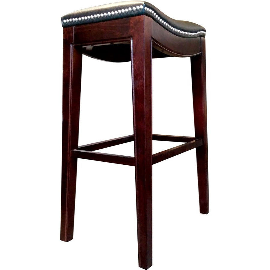 Holland Bar Stools Lynn 3210 Saddle Bar Stool, Black Vinyl Upholstered Seat, Espresso Four-Legged Solid Beech Base, 18" W x 12" D x 25" H, Pack of 2