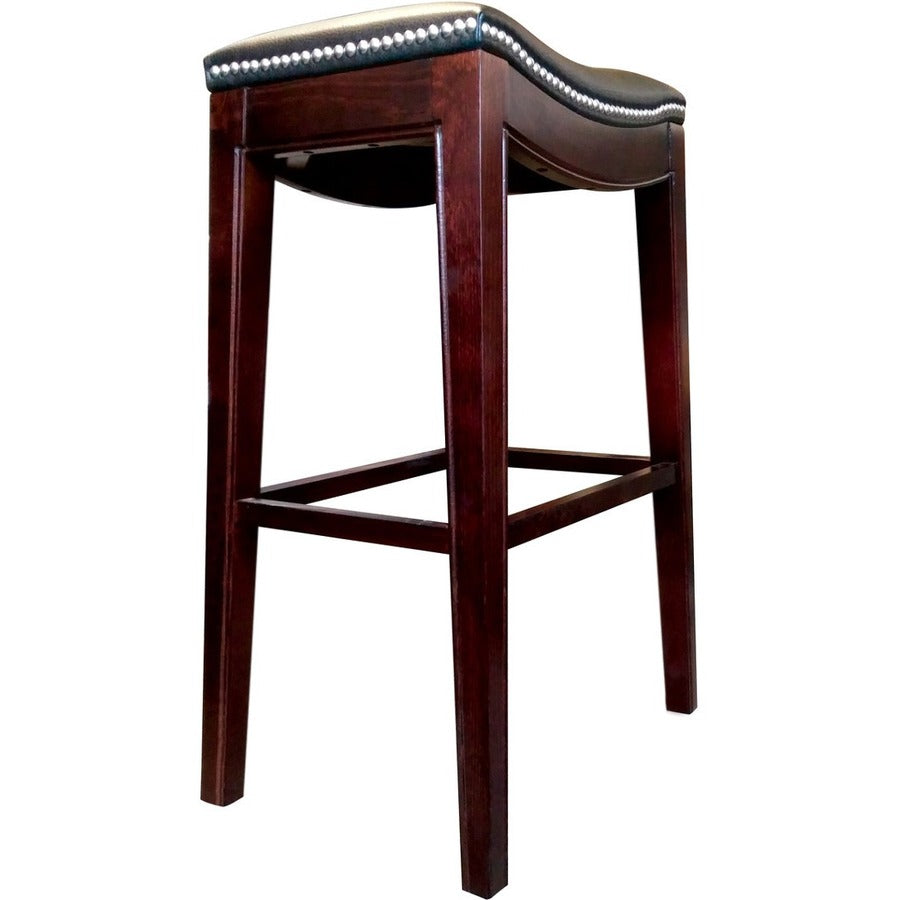 Holland Bar Stools Lynn 3210 Saddle Bar Stool, Black Vinyl Upholstered Seat, Espresso Solid Beech Four-Legged Base, 18" W x 12" D x 30" H, Pack of 2