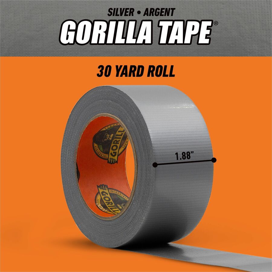 Gorilla Tape - 30 yd Length x 1.88" Width - Silver - 1 Each