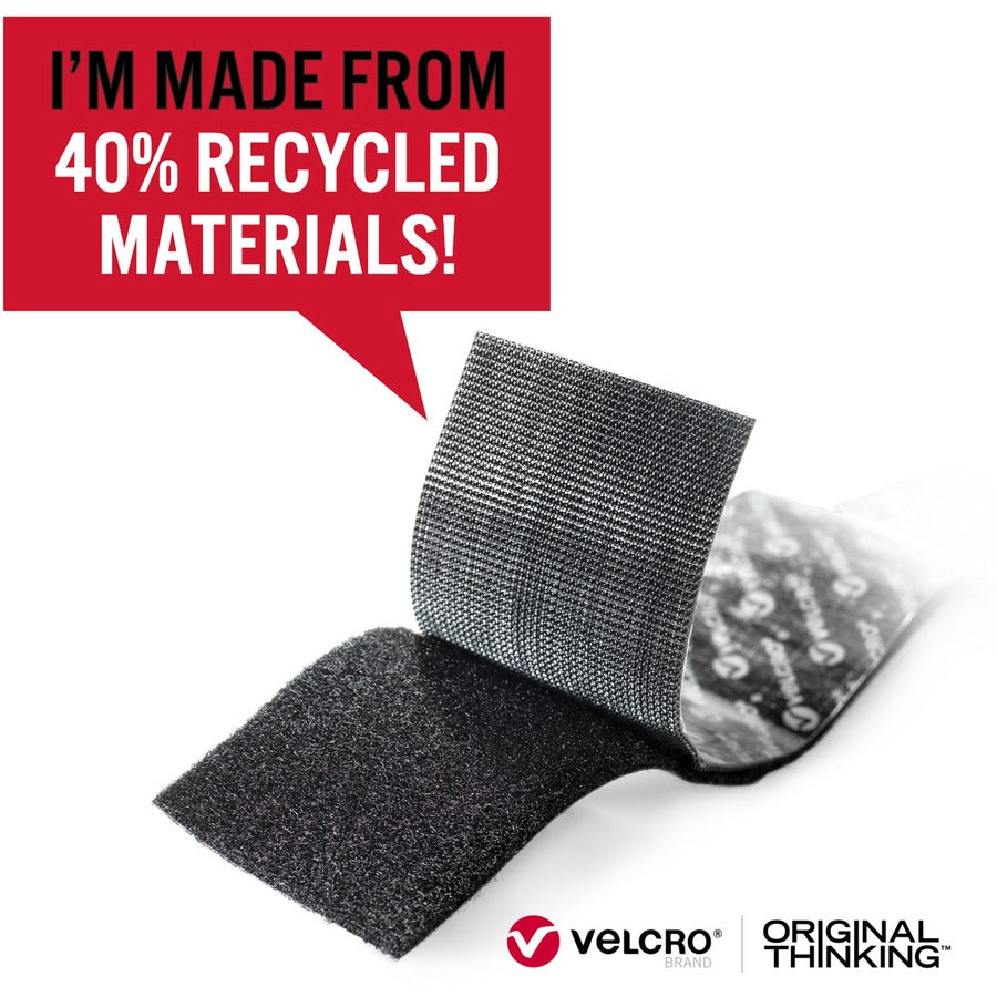 VELCRO&reg; Eco Collection Adhesive Backed Tape - 8 ft Length x 1.88" Width - Black - 1 Each