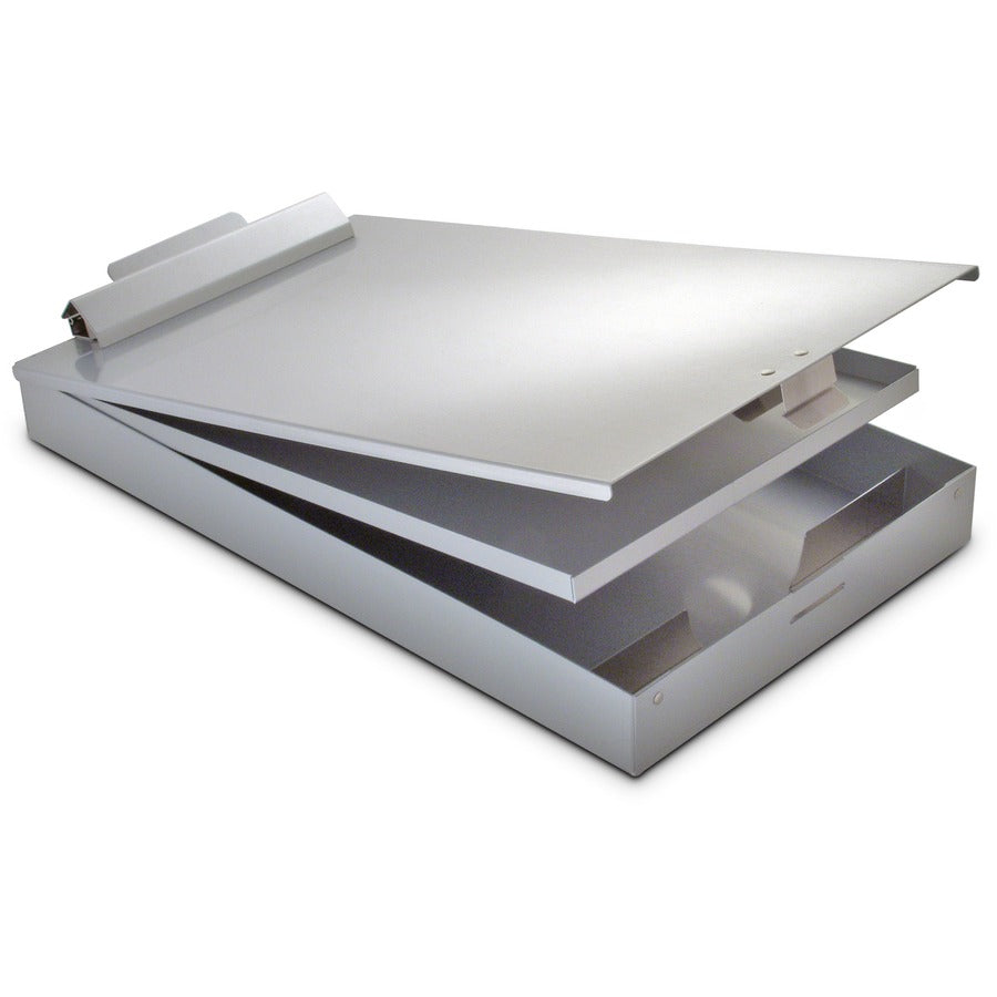Saunders Cruiser Mate Form Holder with Storage - 1" Clip Capacity - Top Opening - 8 1/2" x 14" Sheet Size - Aluminum - Gray - 1 Each