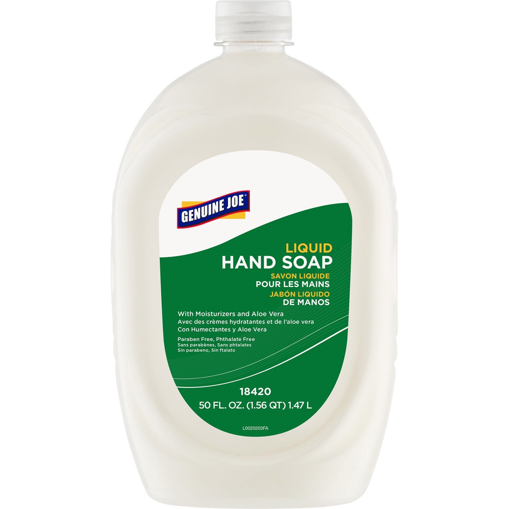 Genuine Joe Lotion Soap - 1.56 quart - Bottle Dispenser - Hand, Skin - White - Anti-irritant - 4 / Carton