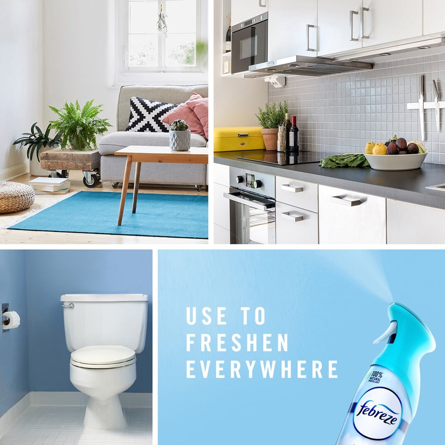 Febreze Air Freshener Spray, Crisp Clean Scent, Odor Neutralizer, VOC-Free, Heavy Duty, 8.8 fl oz, 3 Pack