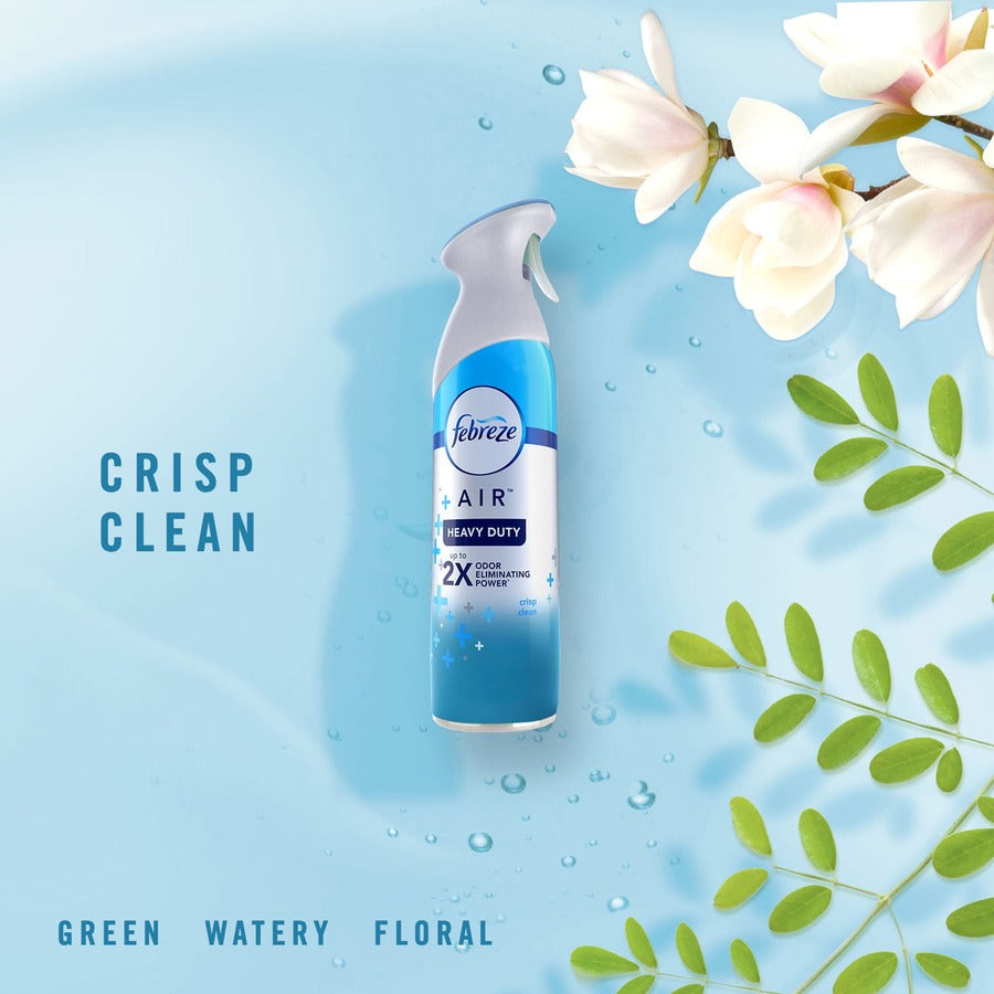 Febreze Air Freshener Spray, Crisp Clean Scent, Odor Neutralizer, VOC-Free, Heavy Duty, 8.8 fl oz, 3 Pack