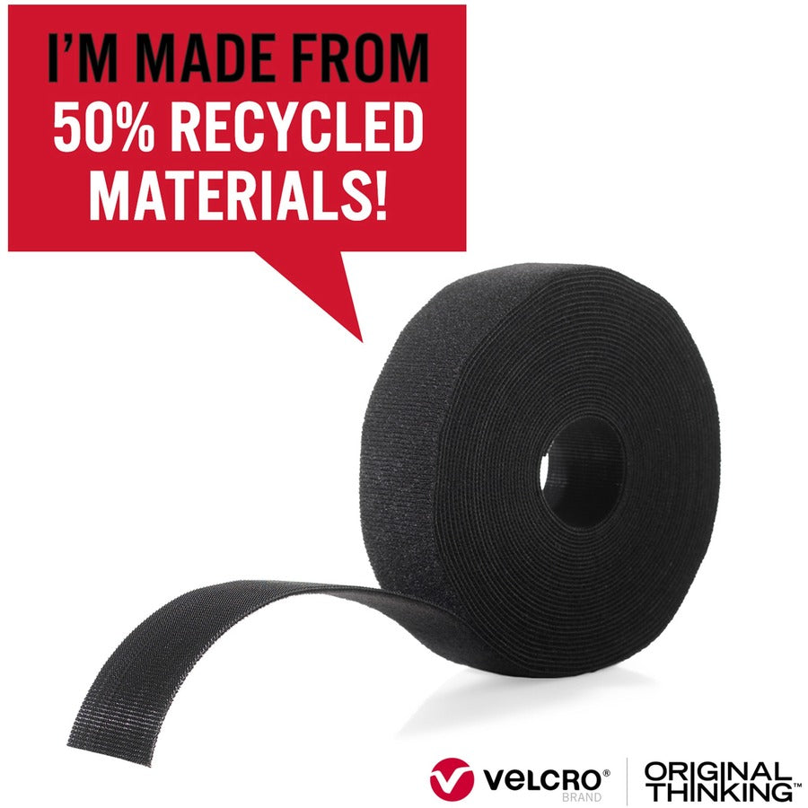 VELCRO&reg; Strap,Adjustable,Reusable,Recycled,1"x10',Black
