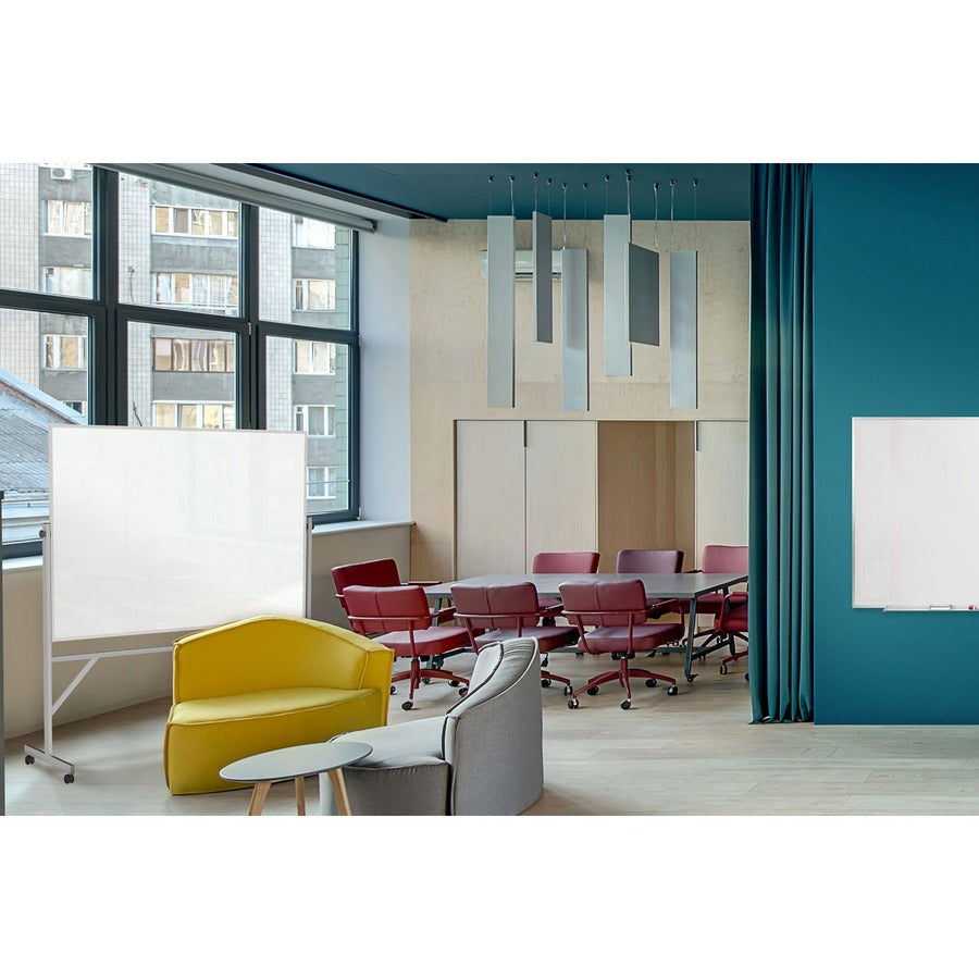 96" (8 ft) Width x 48" (4 ft) Height - White Porcelain Surface - Aluminum Frame - Magnetic - Eraser Included - Assembly Required - 1 Each