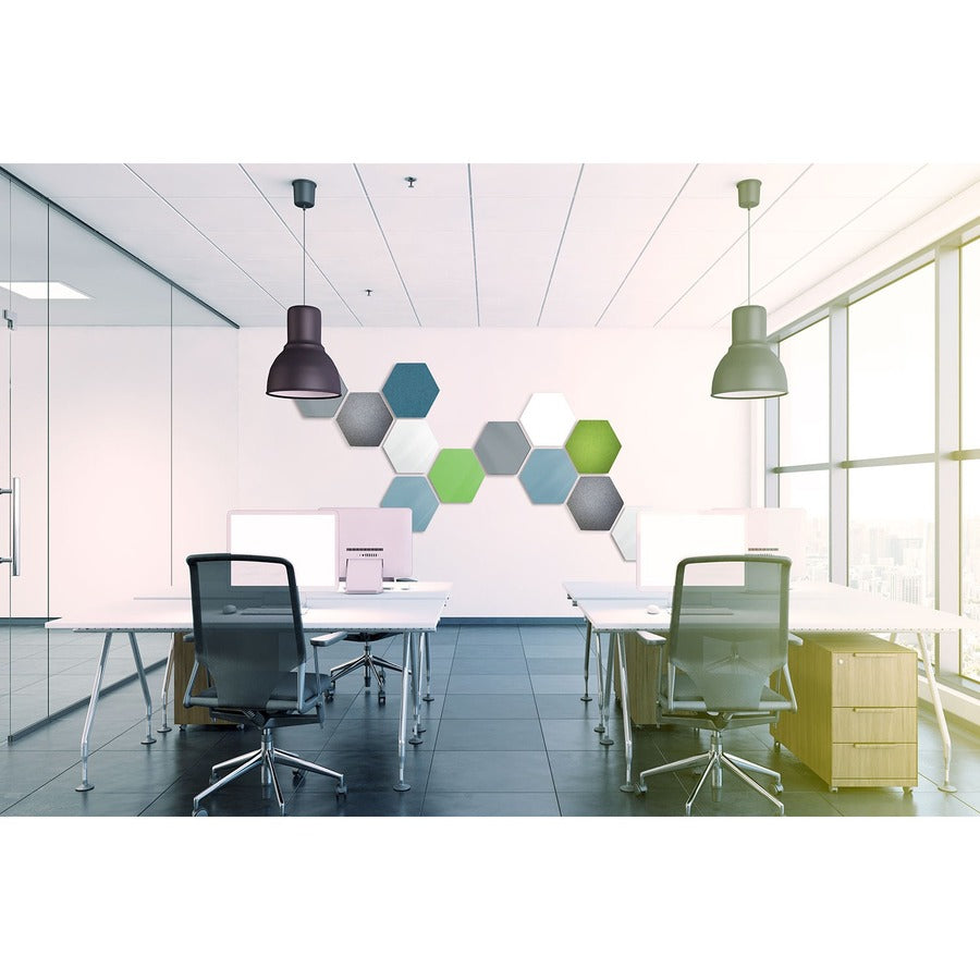 Ghent Powder-Coated Hex Steel Whiteboard, 21" x 18", Green, Hexagonal, Magnetic, 1 Each