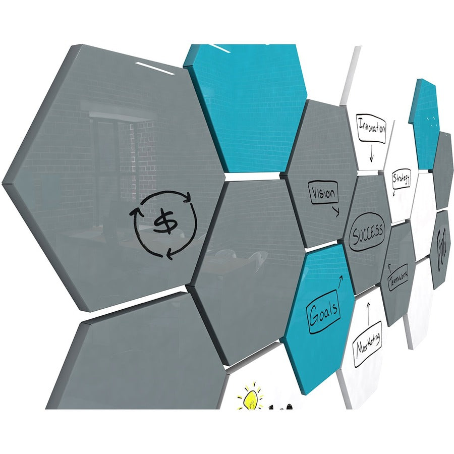 Ghent Powder-Coated Hex Steel Whiteboard, 21" x 18", Yellow, Hexagonal, Magnetic, Steel Surface, 1 Each