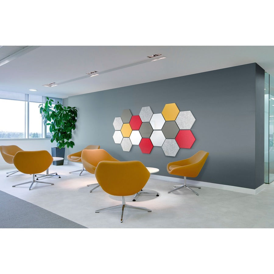 Ghent Powder-Coated Hex Steel Whiteboard, 21" x 18", Red, Hexagonal, Magnetic, Steel Surface, 1 Each