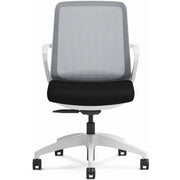 HON Cliq Chair, Black Fabric Seat, Fog Mesh Back, Designer White Frame, 5-Star Base, Adjustable Height, Swivel, Tilt, 1 Each