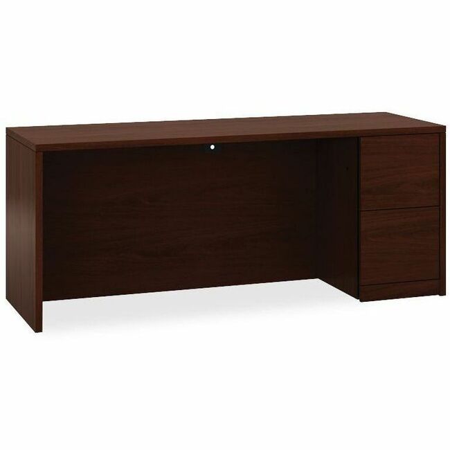 HON 10500 Series Pedestal Credenza, 2 Drawers Right Side, Flat Edge, Mahogany Finish, 29.5"H x 72"W x 24"D, 1 Each