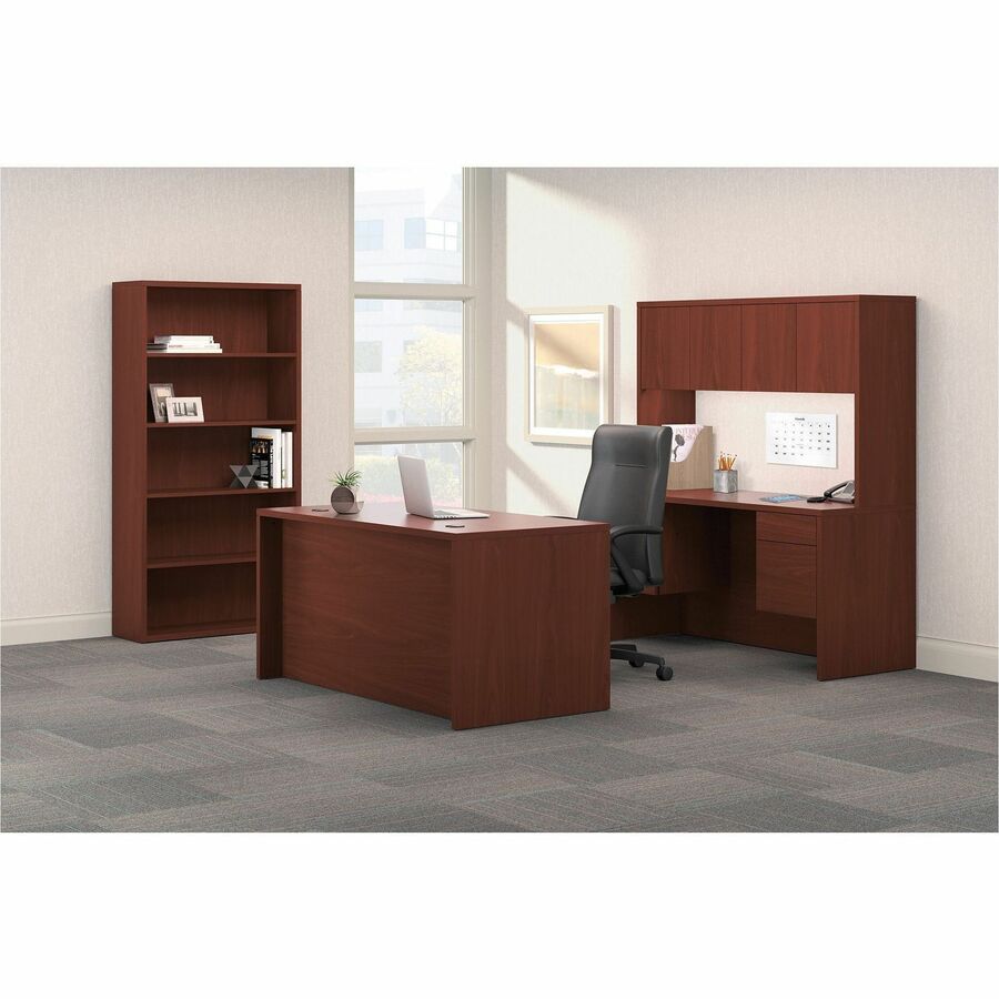 HON 10500 Series Pedestal Credenza, 2 Drawers Right Side, Flat Edge, Mahogany Finish, 29.5"H x 72"W x 24"D, 1 Each