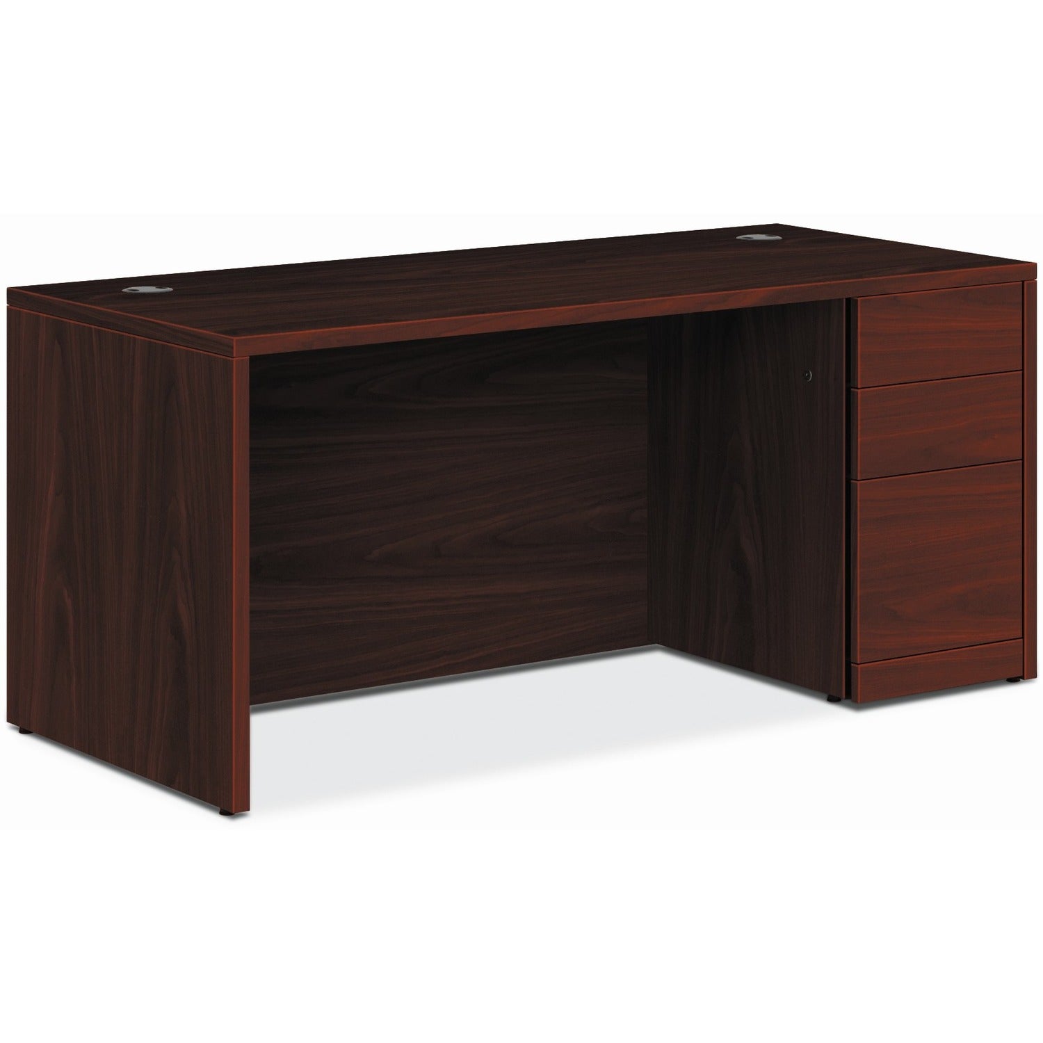 HON 10500 Series H105897R Pedestal Desk, 3 Drawers Right Side, Mahogany Finish, 29.5"H x 66"W x 30"D, 1 Each