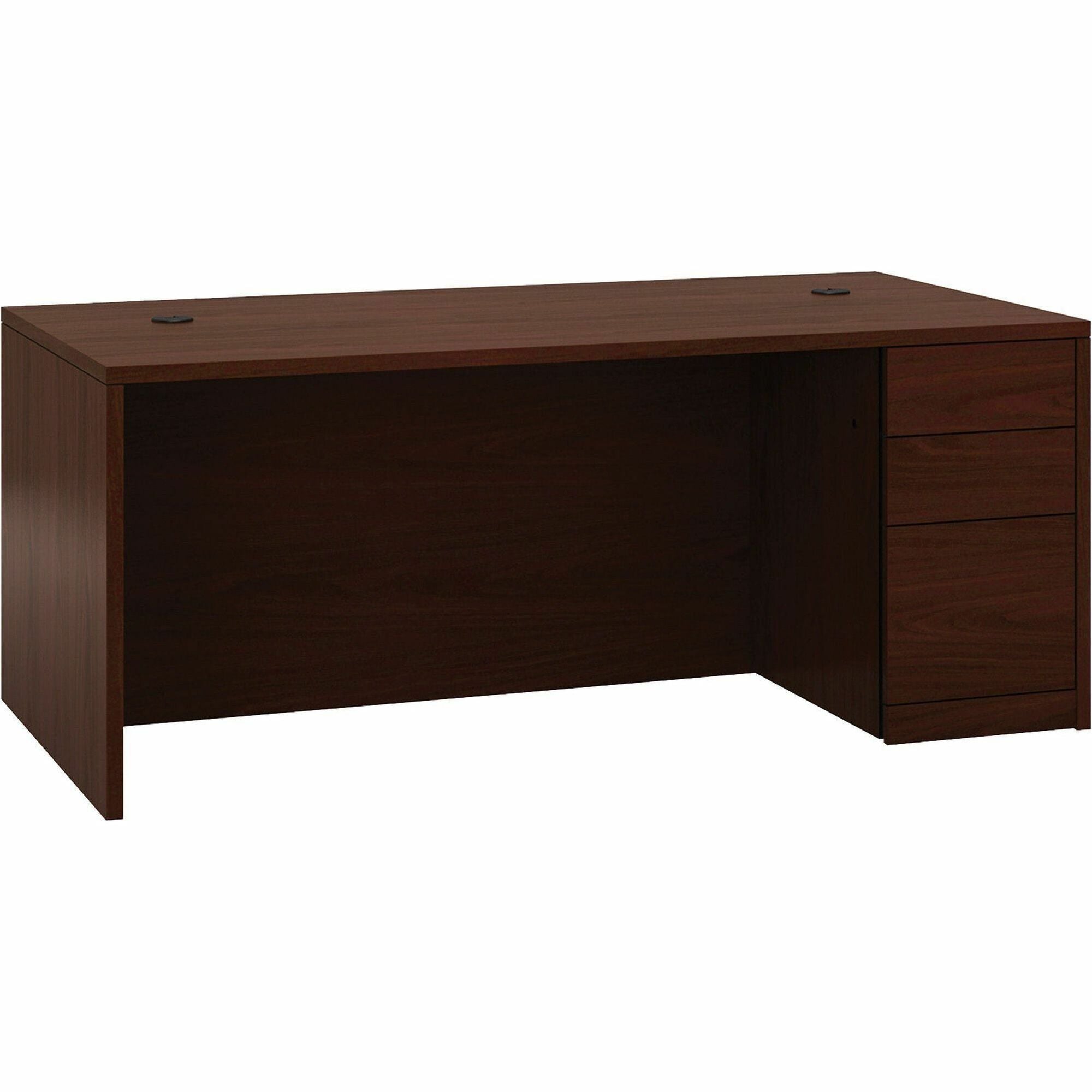 HON 10500 Series H105895R Pedestal Desk, 29.5"H x 72"W x 36"D, 3 Drawers Right Side, Flat Edge, Mahogany Finish, 1 Each