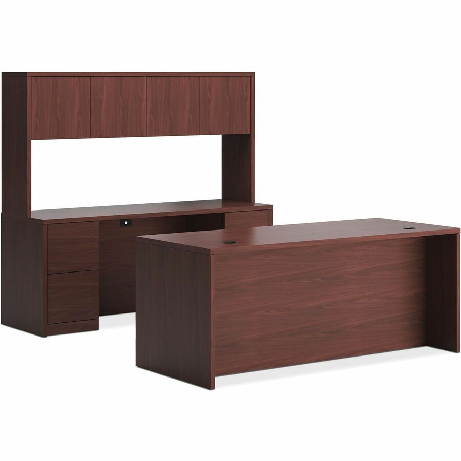 HON 10500 H105890 Double Pedestal Desk, 5 Drawers, Flat Edge, Mahogany Finish, 29.5"H x 72"W x 36"D, 1 Each