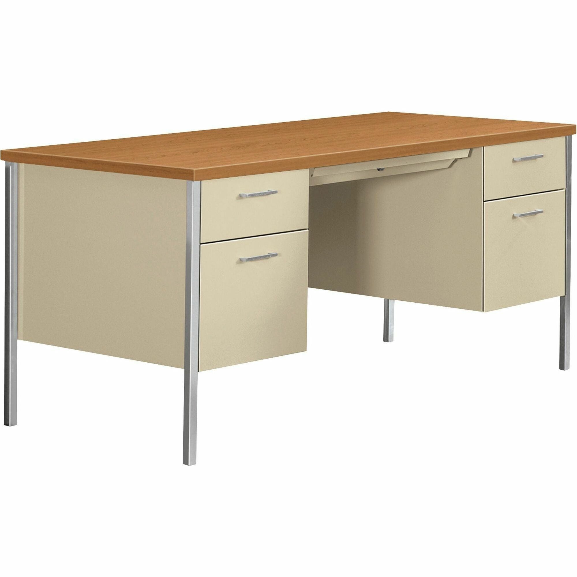 29.5" Height x 60" Width x 30" Depth - Total Drawer(s): 4 - Double Pedestal - Material: Steel - Finish: Harvest, Putty - 1 Each