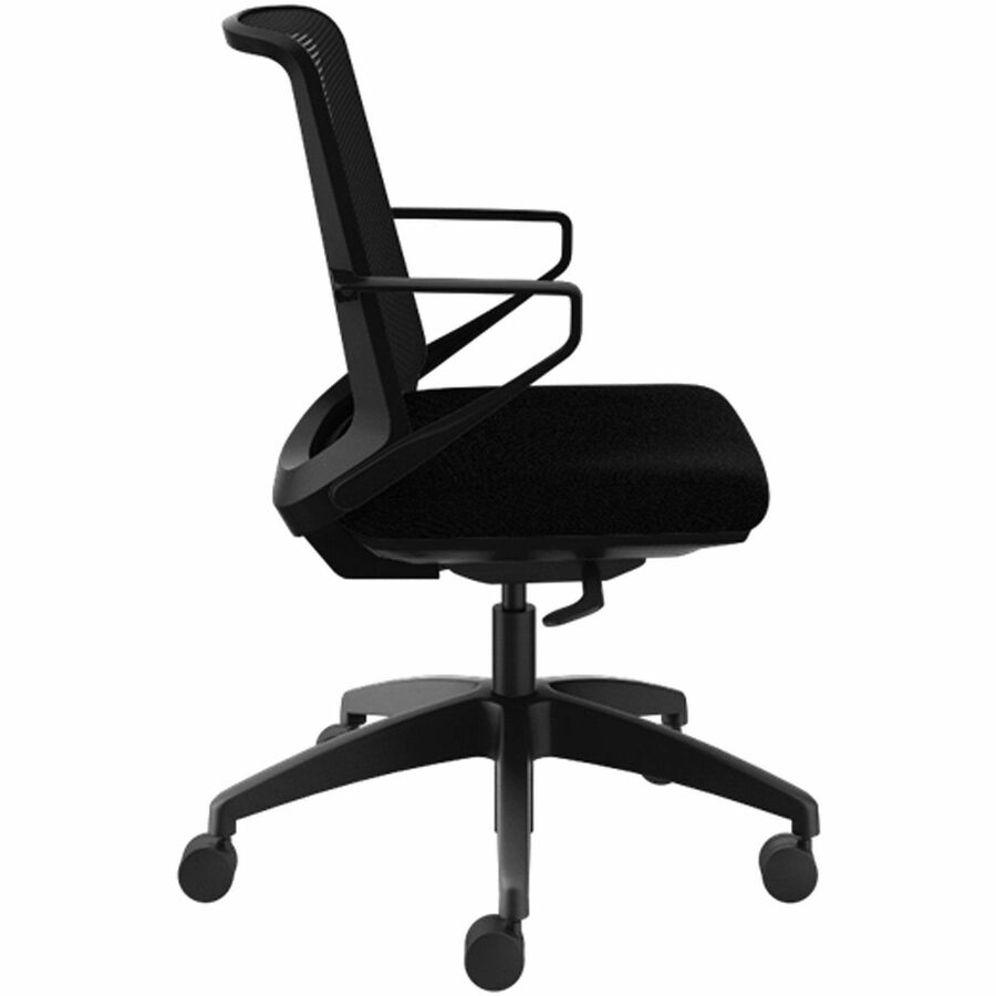 HON Cliq Chair, Black Mesh Back, Fabric Seat, 5-Star Base, Armrests, 1 Each