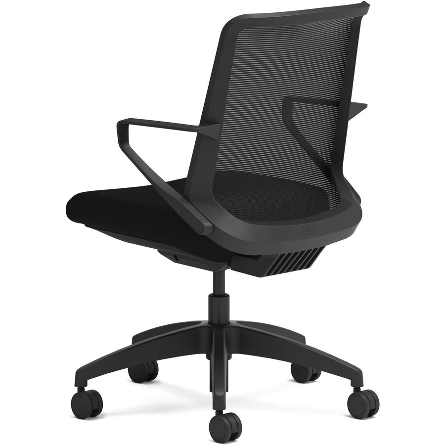 HON Cliq Chair, Black Mesh Back, Fabric Seat, 5-Star Base, Armrests, 1 Each