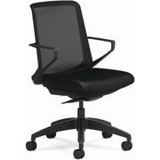 HON Cliq Chair, Black Fabric Seat, Black Mesh Back, Black Frame, Armrests, 1 Each