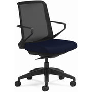 HON Cliq Chair, Navy Seat, Black Mesh Back, Black Frame, Armrest, 1 Each